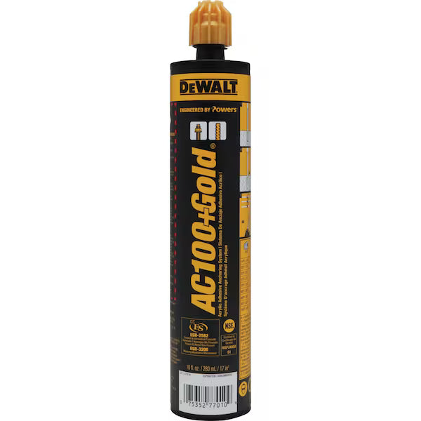 AC100+ Gold 9.5 Oz Container Size Cartridge, Includes Mixing Nozzle
